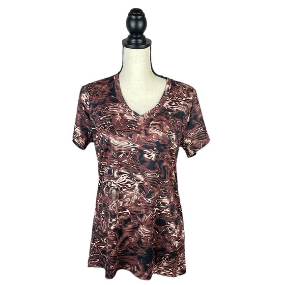 Under Armour Women Velocity Obscura Short Sleeve T Shirt SZ M Loose Fit V-Neck - Picture 3 of 13